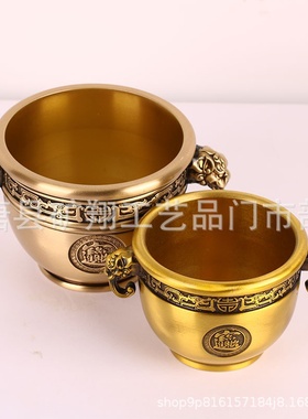 厂家 黄铜制作 黄铜招米进宝象鼻缸 家居桌面米缸摆件