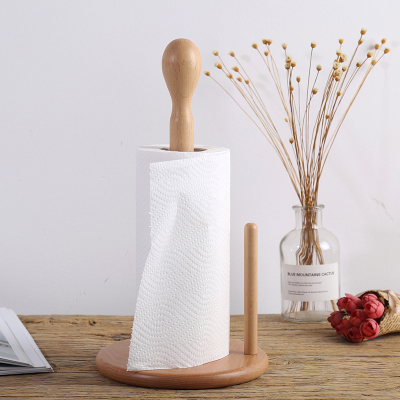厨房木质纸巾架榉木立式