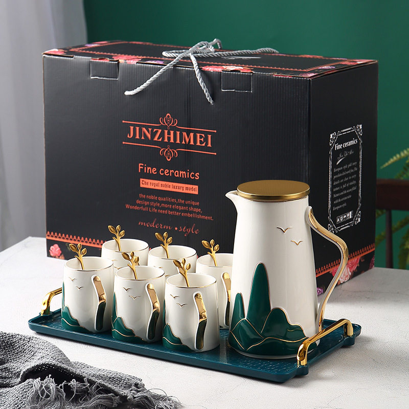 中式创意陶瓷茶具水具套装客厅家用茶杯杯子组合整套水杯冷水壶喝