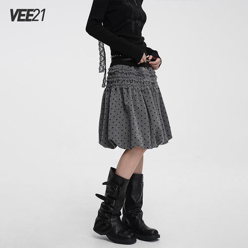 Vee21灰色波点半身裙中
