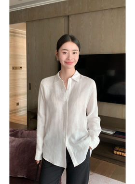 MavenLin 经典智性|老钱风1OO亚麻长袖衬衫女休闲宽松衬衫上衣