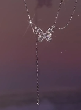 POWDERROOM铜合金合成锆石吊坠【漪若翩蝶】精致时尚蝴蝶结项链