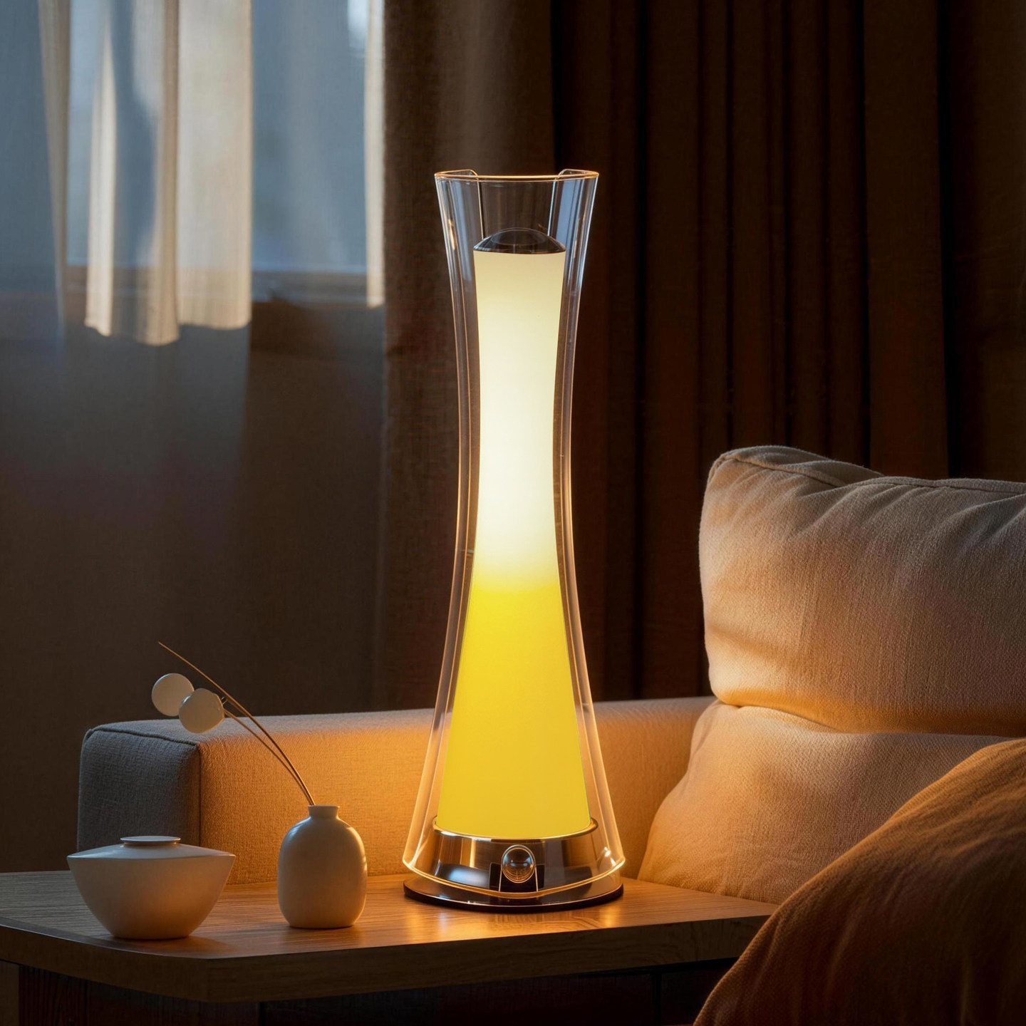 现代简约小蛮腰台灯卧室床头日落渐变色氛围灯高级感轻奢装饰台灯