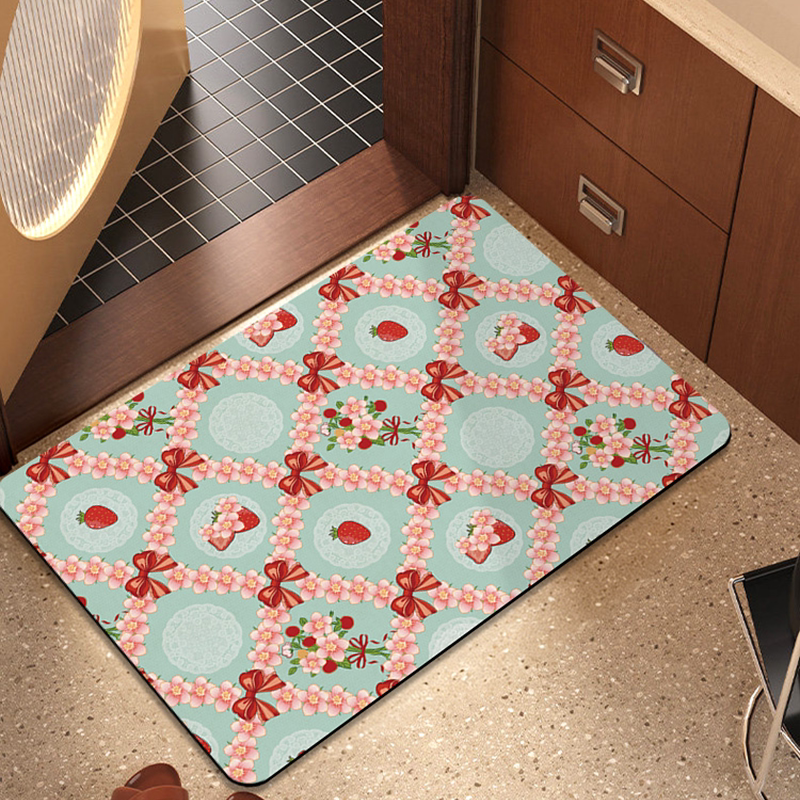 北欧中古轻奢风浴室浴室防滑垫吸水速干卫生间地垫子美式耐磨耐脏