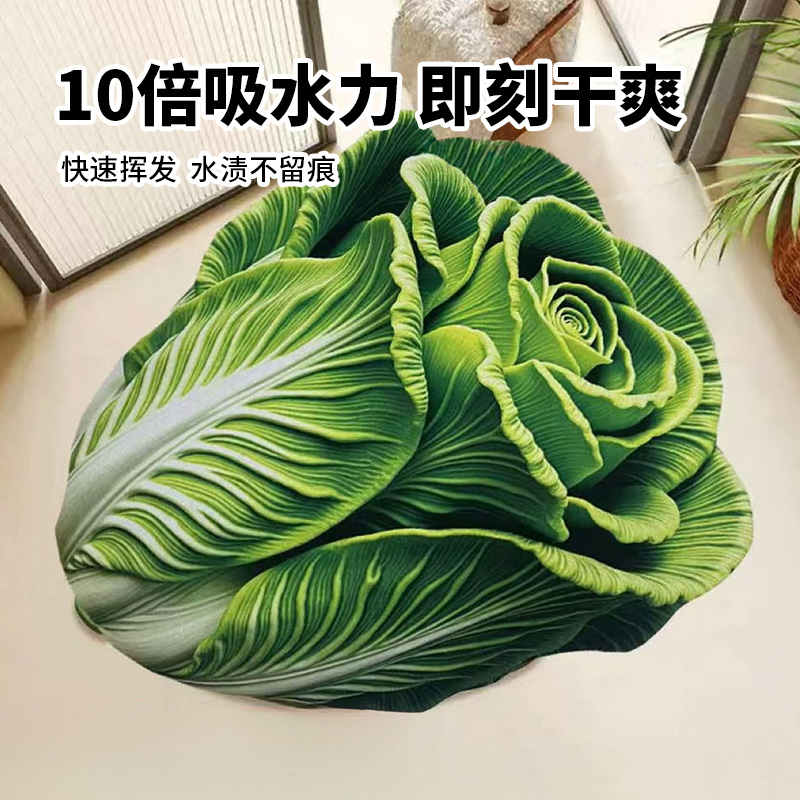 3D立体吸水垫硅藻泥入门白菜地垫浴室垫干垫卫生间防滑垫客厅速干