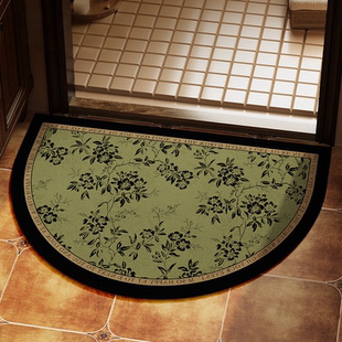 美式绿色半圆形浴室地垫硅藻泥吸水垫卫生间防滑脚垫厕所门口地毯