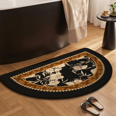 美式高级轻奢感亚麻编织浴室地垫吸水速干耐脏地毯卫生间防滑脚垫