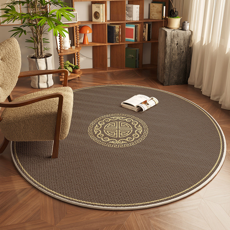 新中式房间卧室高级感阳台地毯2025新款加厚圆形书房电脑椅子地垫