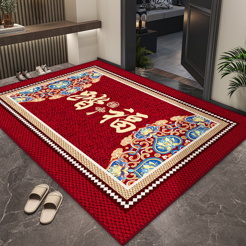 新年红色入户门地垫进门脚垫门口垫新款家用玄关高端喜庆防滑地毯