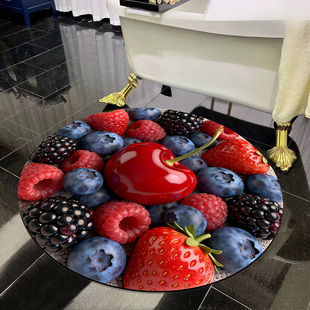 3D立体浆果硅藻泥地毯浴室防滑吸水耐磨脚垫厨房客厅仿真水果地垫