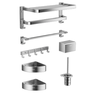 九牧卫浴官方折叠浴巾架毛巾架免打孔置物架卫生间浴室挂件亮银色