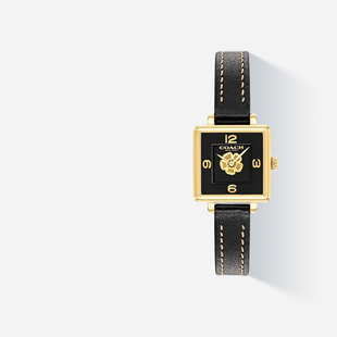 COACH蔻驰CASS系列女士手表黑金小方糖茶玫瑰石英女生女神节礼物