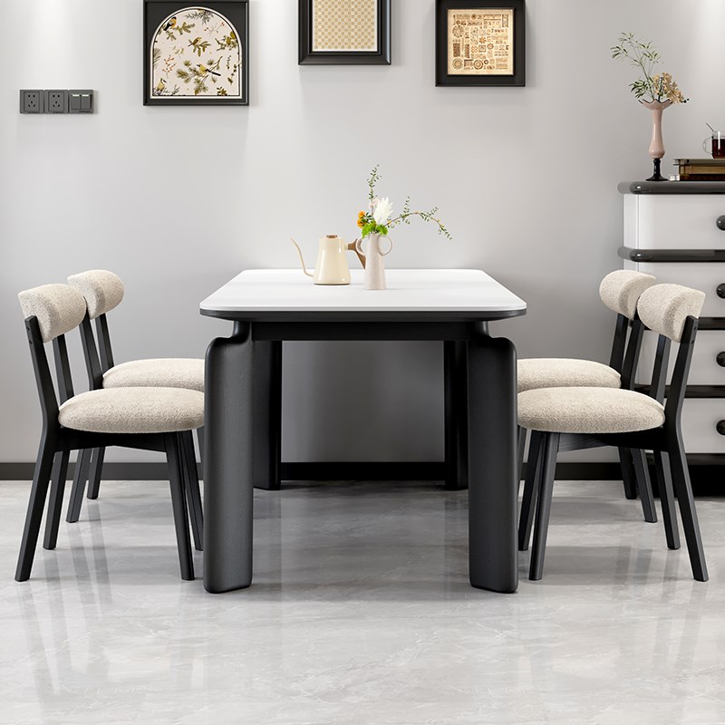 岩板餐桌家用小户型现代简约餐桌椅2025新款大象腿法式.客厅饭桌