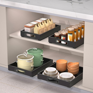 收纳架 厨房橱柜内抽屉置物架下水槽放调料餐具储物盒柜家用抽拉式