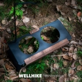 WELLHIKE уличная стойка для мисок для домашних животных, черный орех, еда для кошек и собак, кемпинг, анти-наконечник, стойка для бассейна для кормления питьевой воды, стол