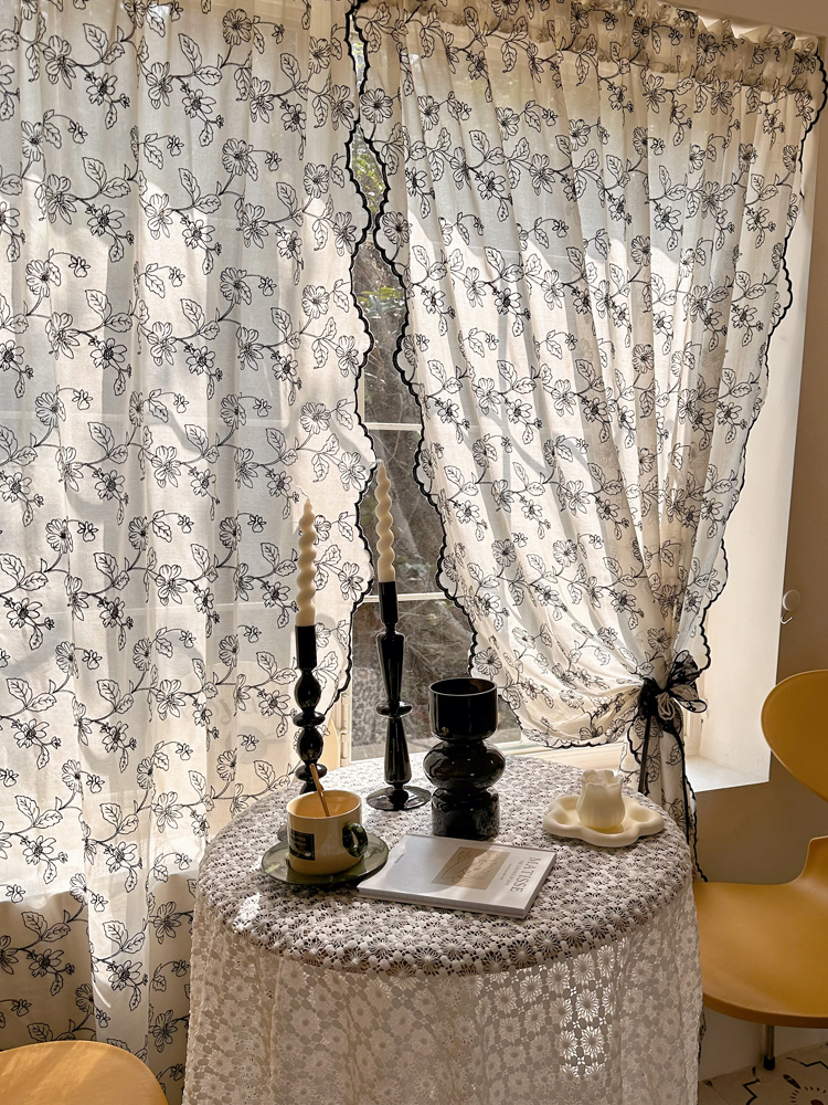 刺绣工艺卧室法式波浪边纱帘