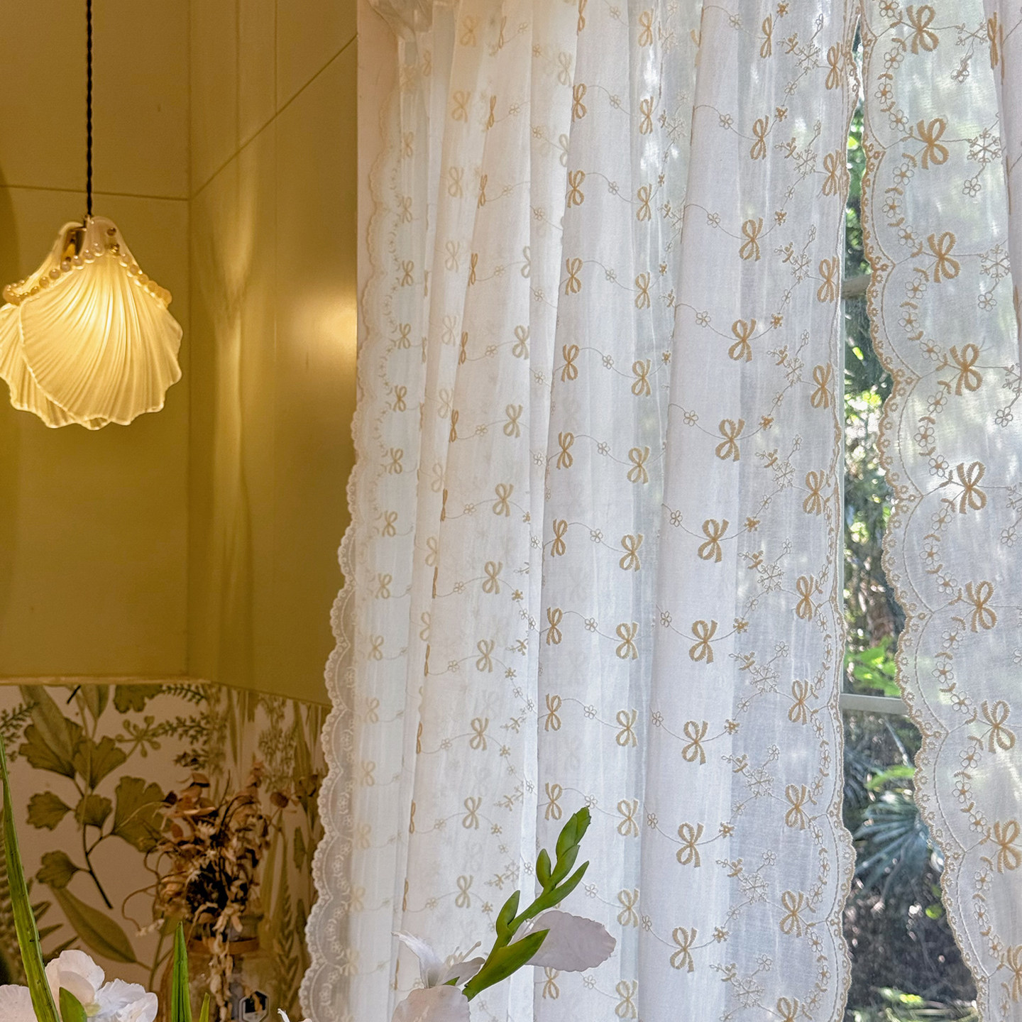 法式浪漫奶油公主风波浪边蝴蝶结刺绣纱帘半帘厨房小窗帘隔断门帘,居家布艺,定制窗帘,淘宝优惠券,粉丝福利购,淘宝优惠卷