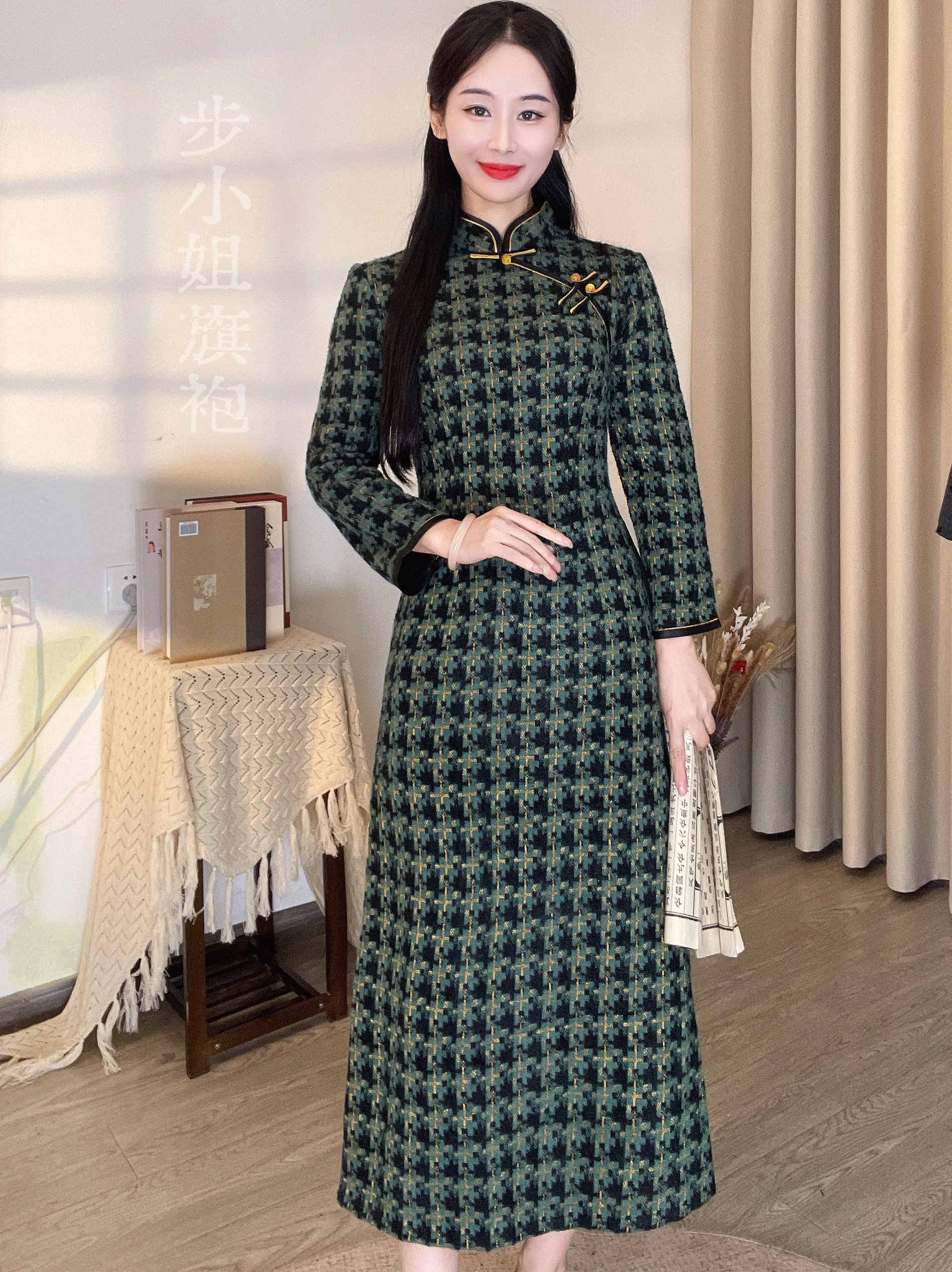 （步小姐-格格）新品高端旗袍日常连衣裙冬款加厚气质款