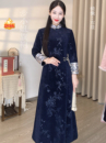 步小姐 复古日常中国风改良旗袍裙新中式 蓝绣 新品 显瘦 冬季