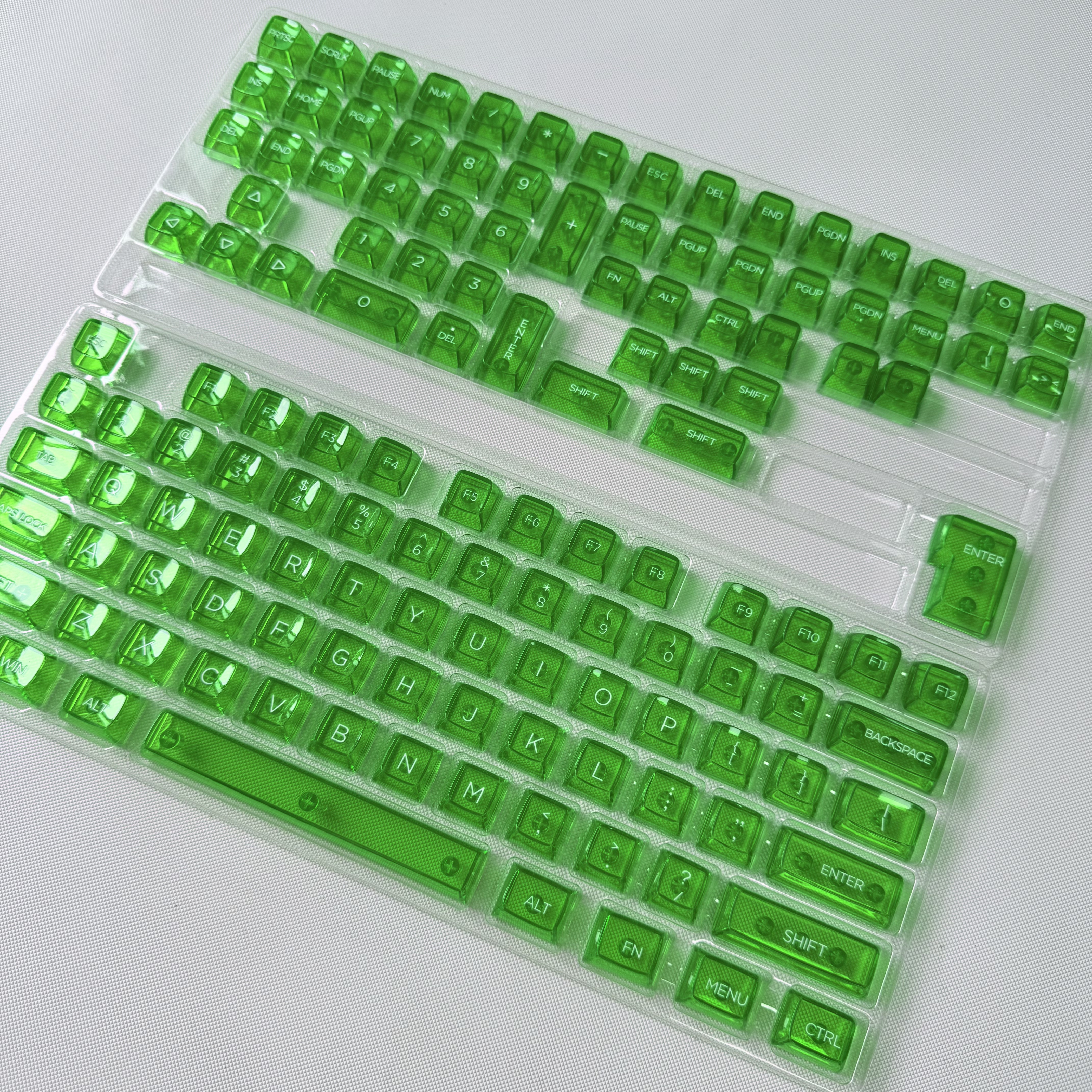 萤石绿透明键帽MDA高度小全套PC材质客制化适配磁轴机械键盘透光