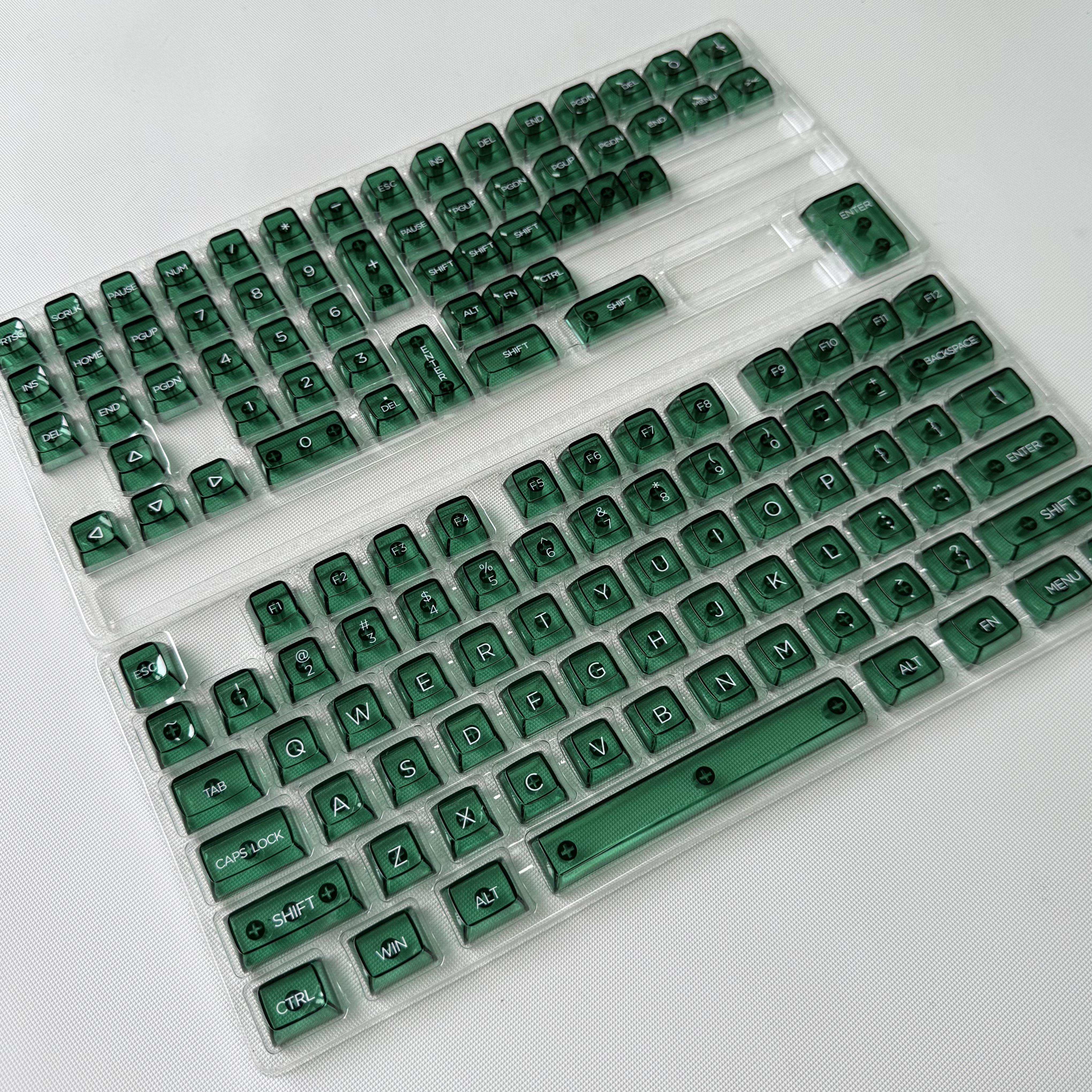 翡翠绿透明键帽MDA高度小全套PC材质客制化适配磁轴机械键盘透光