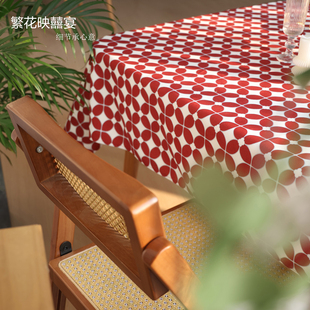 圣诞新年桌布红色系氛围感喜庆布置装饰高级感家用台布茶几餐桌布