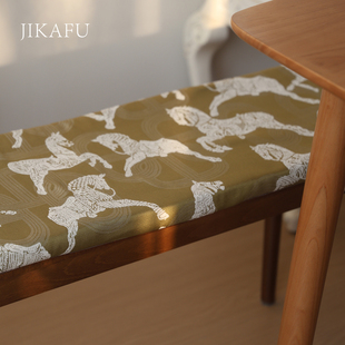 新年马匹长条凳坐垫法式提花床尾凳长板凳卡座换鞋凳海绵可拆洗