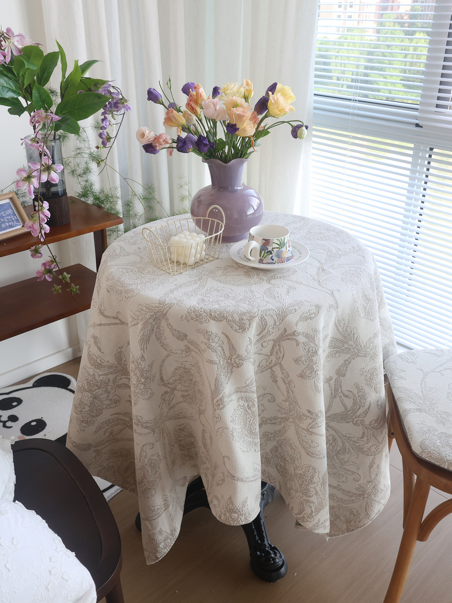 现代简约法式高端矩形咖啡桌圆台布加厚台布覆古暗纹提花布,居家布艺,桌布,淘宝优惠券,粉丝福利购,淘宝优惠卷