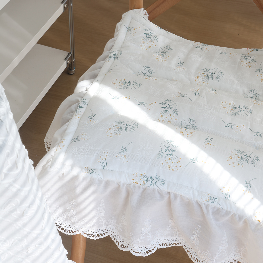 四季通用透气蕾丝白色居家椅子垫