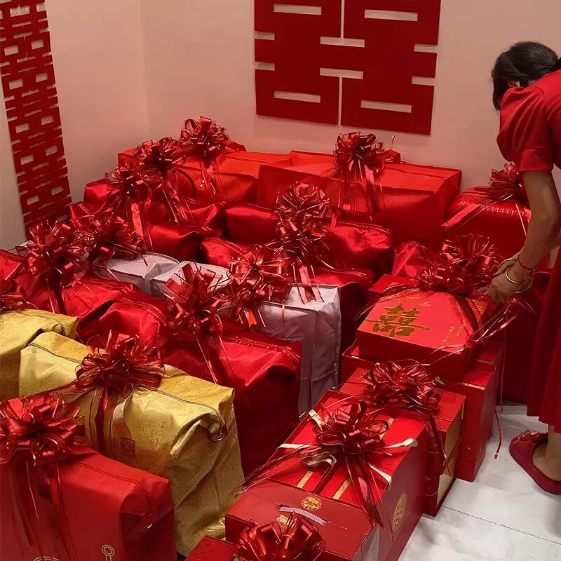拉花装饰结婚被子嫁妆陪嫁蝴蝶结丝带绑带农村婚礼用品婚车队彩带