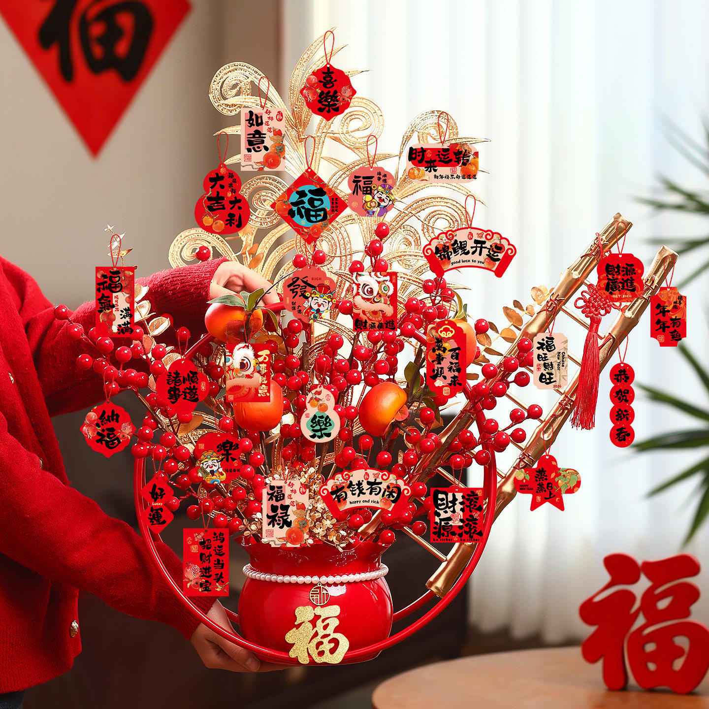 2026马年新年装饰品发财果福桶摆件春节过年客厅年味氛围布置挂件,节庆用品/礼品,挂饰/生肖挂饰,淘宝优惠券,粉丝福利购,淘宝优惠卷