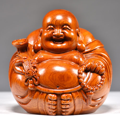 花梨客厅弥勒佛像实木