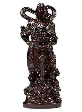 黑檀实木韦陀伽蓝护法佛像韦驮关公伽蓝菩萨左右护法关公寺庙摆件