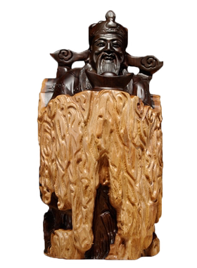 黑檀木雕刻佛像客厅供奉文财神爷