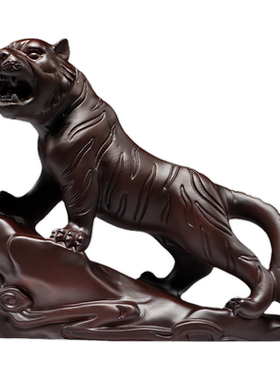 黑檀木雕老虎摆件十二生肖客厅