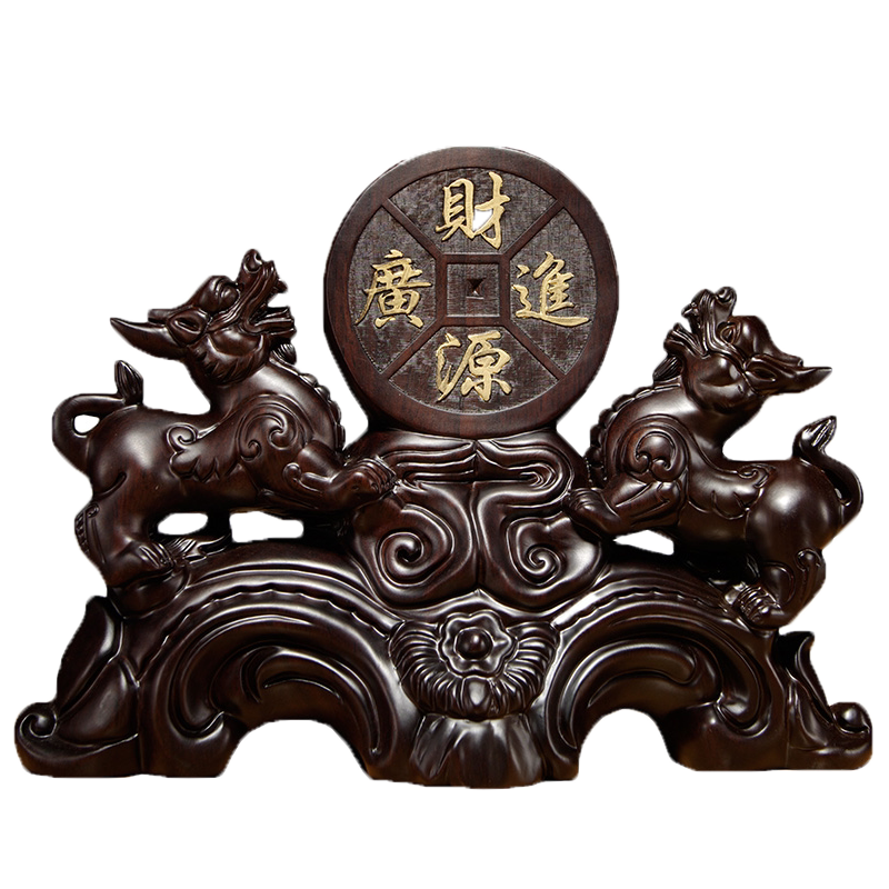 实木雕刻玄关开业送礼貔貅摆件