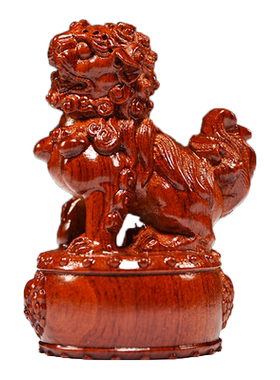 摆件家居客厅玄关工艺品木雕狮子