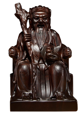 黑檀木土地公神像家居客厅工艺品