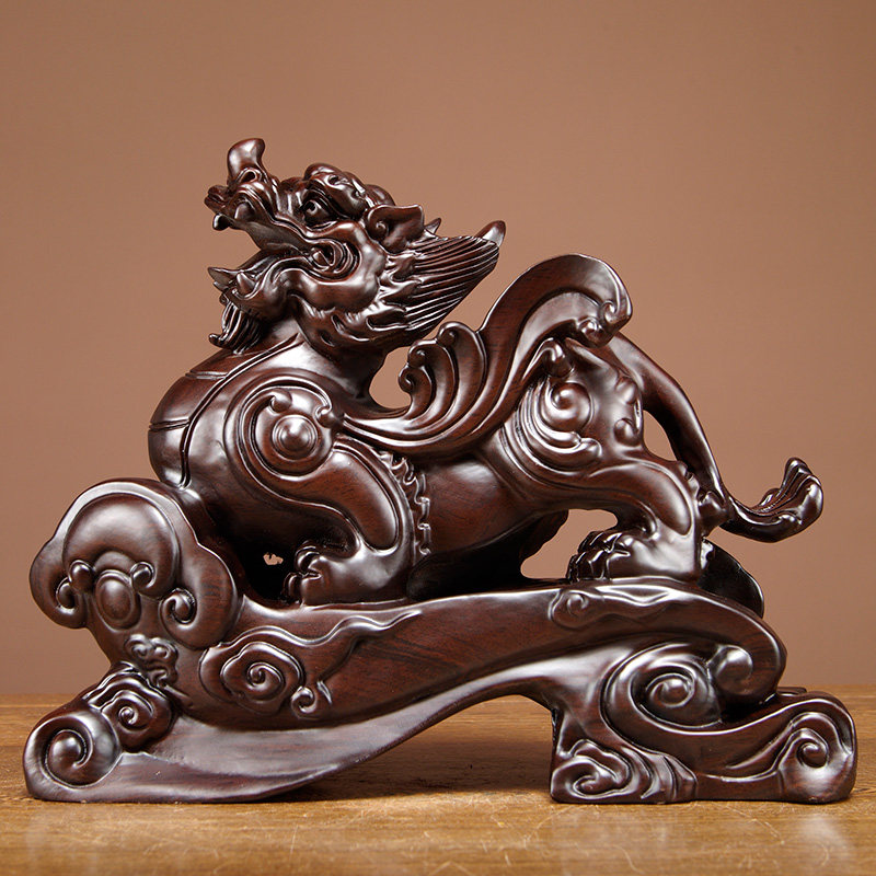 黑檀木雕刻貔貅摆件实木家居客厅办公室桌面装饰摆设乔迁开业送礼
