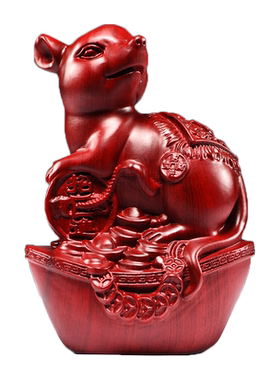 木雕摆件十二生肖家居客厅红花梨