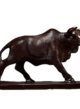 生肖牛摆件实木雕刻开业礼品