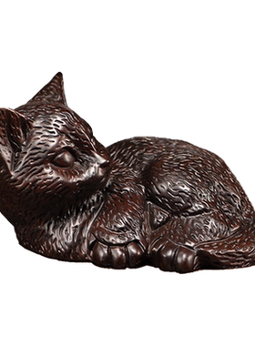 黑檀木雕猫摆件实木动物小猫红木家居客厅摆设装饰开业送礼工艺品