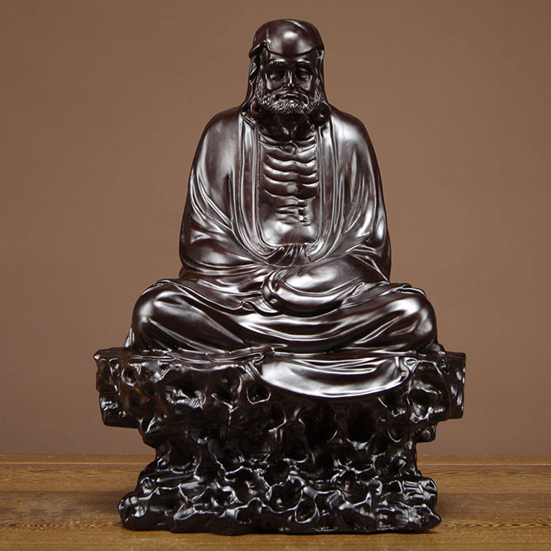 黑檀实木雕刻达摩祖师像摆件实木家居客厅装饰送礼品红木工艺品