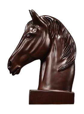 黑檀木雕刻十二生肖马摆件实木马首家居客厅办公室装饰红木工艺品