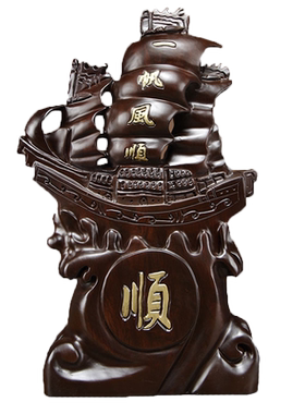 黑檀木船摆件寓意开业送礼工艺品