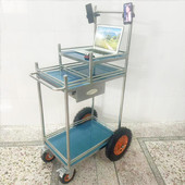 不锈钢直播车广场唱歌桌子促销 展示架移动试小吃摆摊小推车地摊车