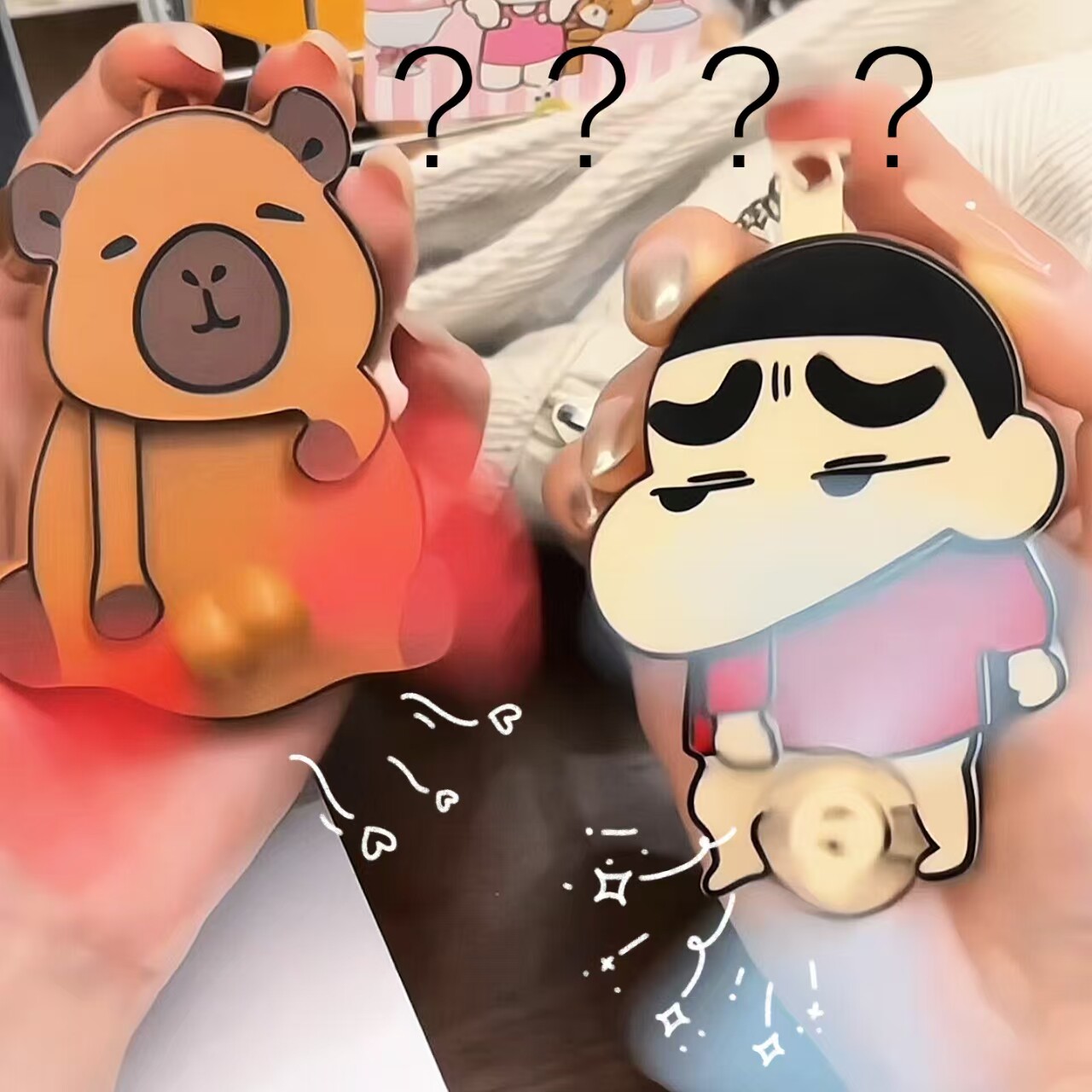 创意搞怪按键小风扇挂件小新捣蛋手压可爱创意礼物解压挂饰卡通