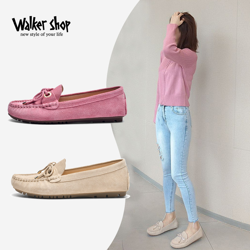 奥卡索真皮单鞋一脚蹬豆豆鞋女夏女鞋平底妈妈鞋软底懒人鞋乐福鞋,女鞋,浅口单鞋,淘宝优惠券,粉丝福利购,淘宝优惠卷