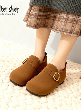 Walker Shop2025秋冬季新款复古百搭透气拼接一脚蹬厚底板鞋女鞋