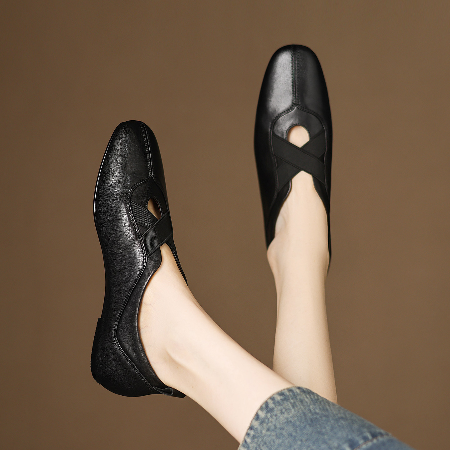 奥卡索女鞋真皮复古柔软舒适懒人气质平底休闲鞋通勤显瘦单鞋子女,女鞋,浅口单鞋,淘宝优惠券,粉丝福利购,淘宝优惠卷